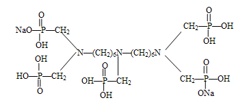 雙1，6-亞己基三胺五甲叉膦酸鈉（BHMTPh•PN）結構式